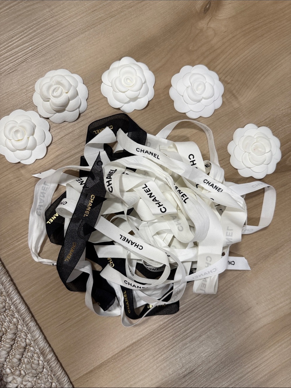 CHANEL Black & White Logo Ribbon Bundle